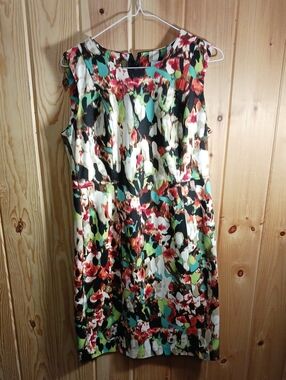 Calvin Klein VINTAGE Abstract Floral Print Shift Dress